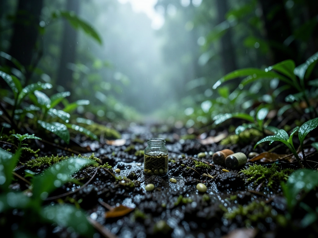 Natural botanical textures representing men's health support